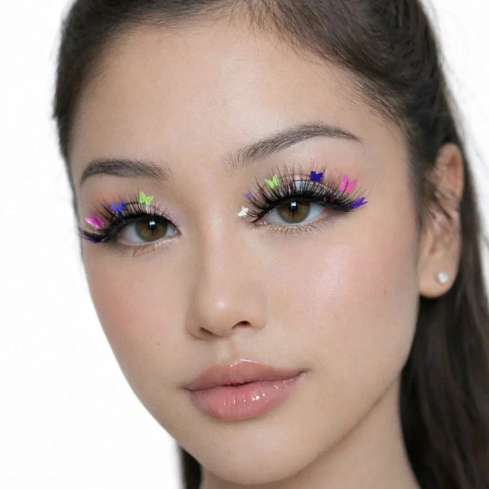 Butterfly Confetti Faux Mink Eyelashes Colorful Festival Lashes